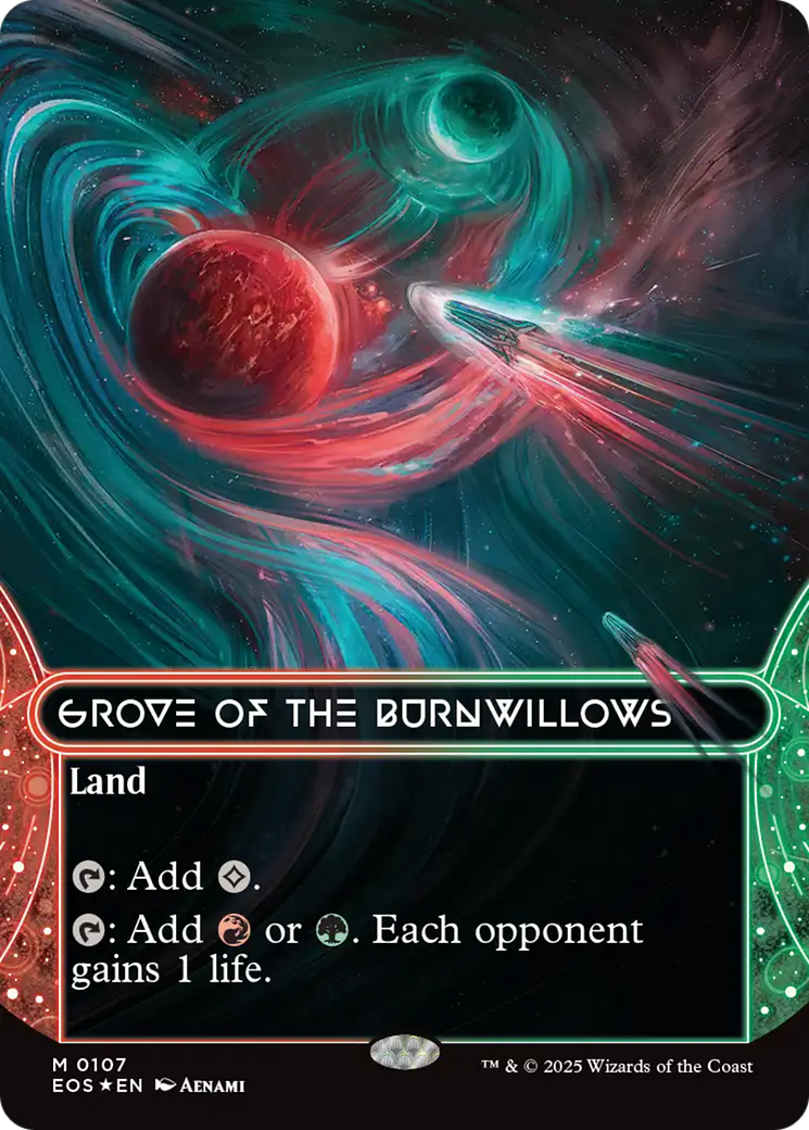 Grove of the Burnwillows (0107) (Borderless) (Galaxy Foil) [Edge of Eternities: Stellar Sights]